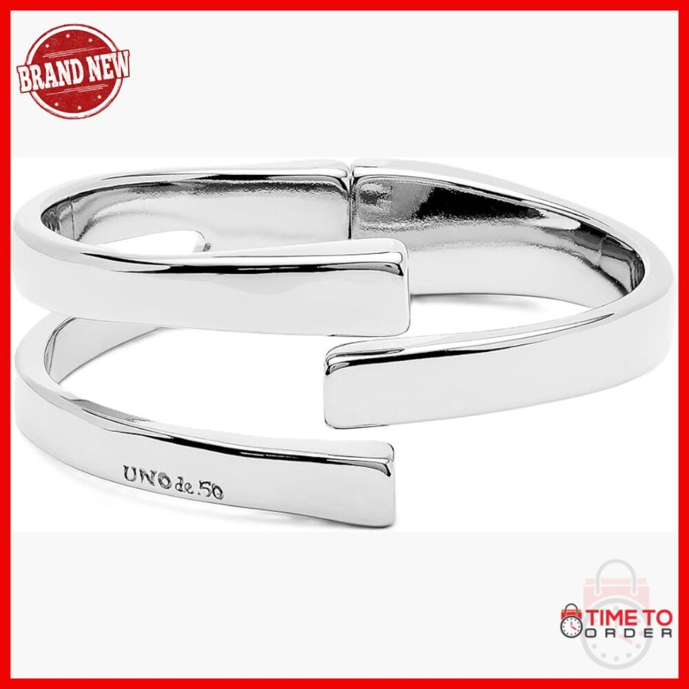 Sterling Silver-Plated Statement Bracelet, 7 Inch Chain, Medium Size